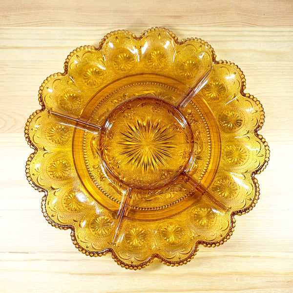 1970's pressed glass round Platter