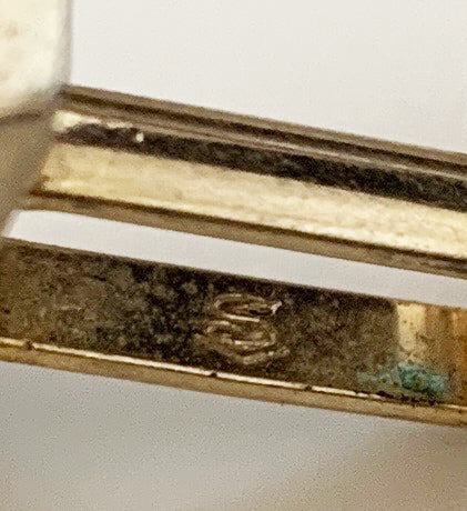 Brushed gold and pearl mid century cuff links