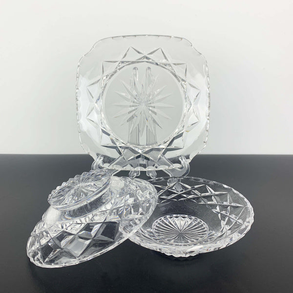 Glass butter, jam and condiment dish collection - Set of 3