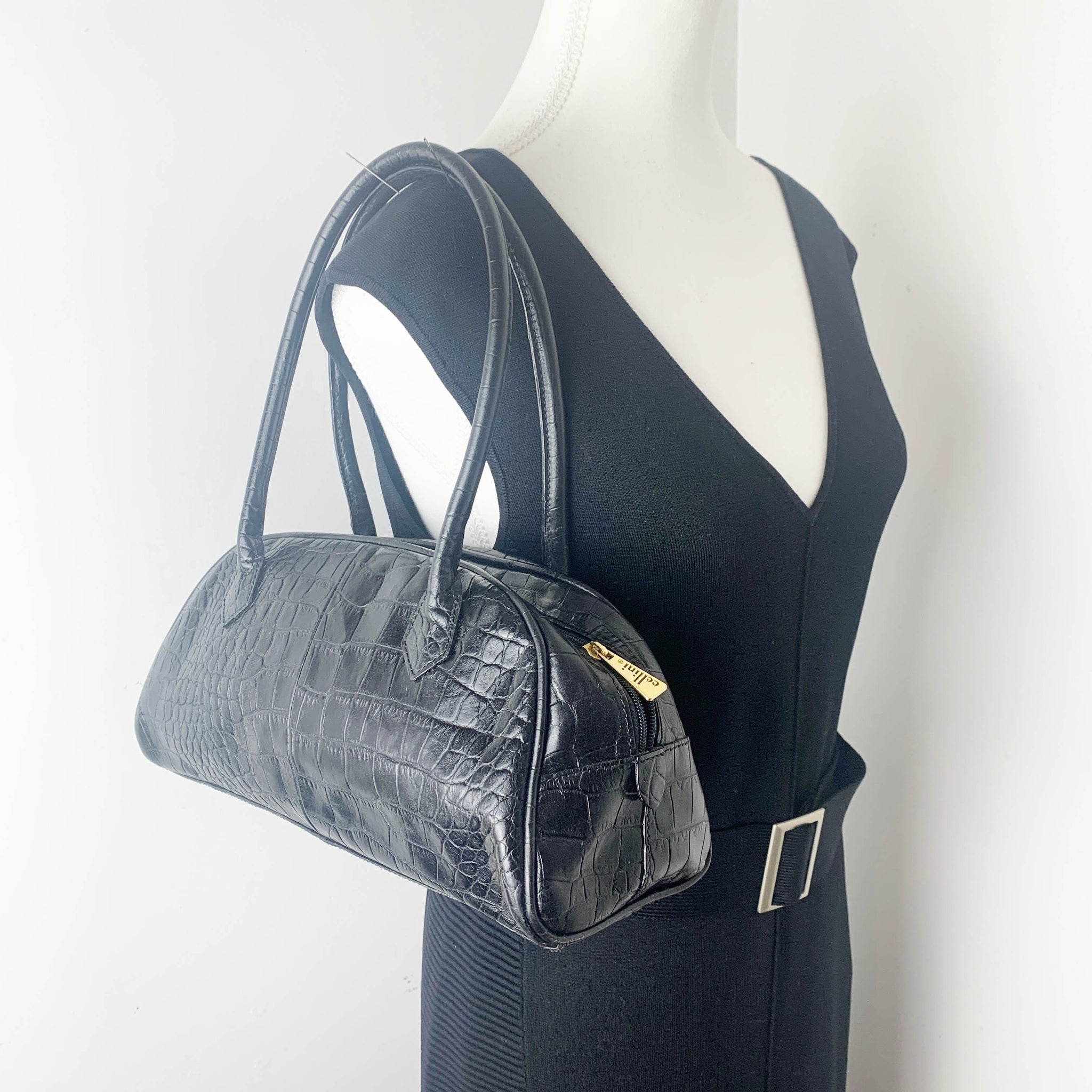 Jane Shilton for Cellini leather croc style shoulder bag