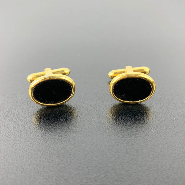 Christian Dior vintage onyx and gold plated cuff links