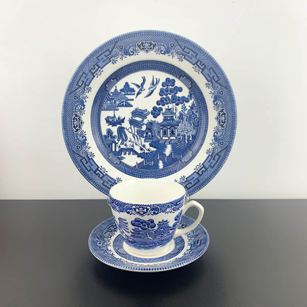 Churchill Willow ware set - Plate, Cup and Saucer - Set of 3 pieces