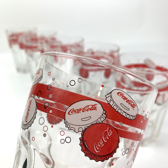 Coca Cola design glassware close up