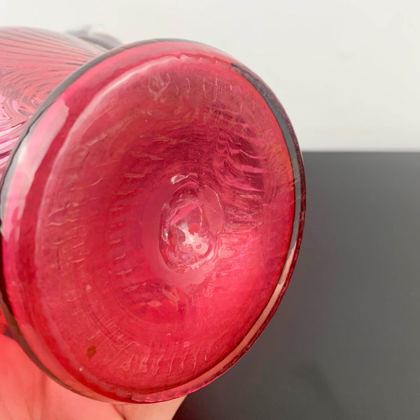 Small antique cranberry glass hand blown jug