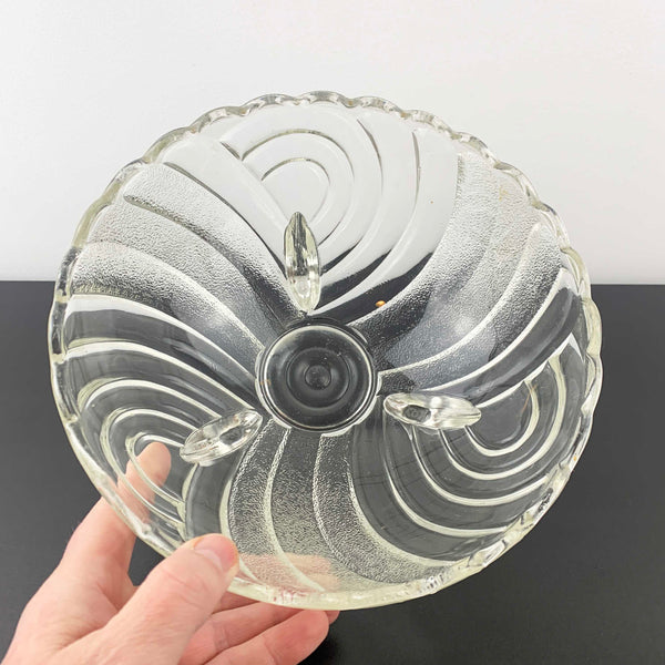 Crown Glass 'Harlequin' master bowl in clear and frosted glass