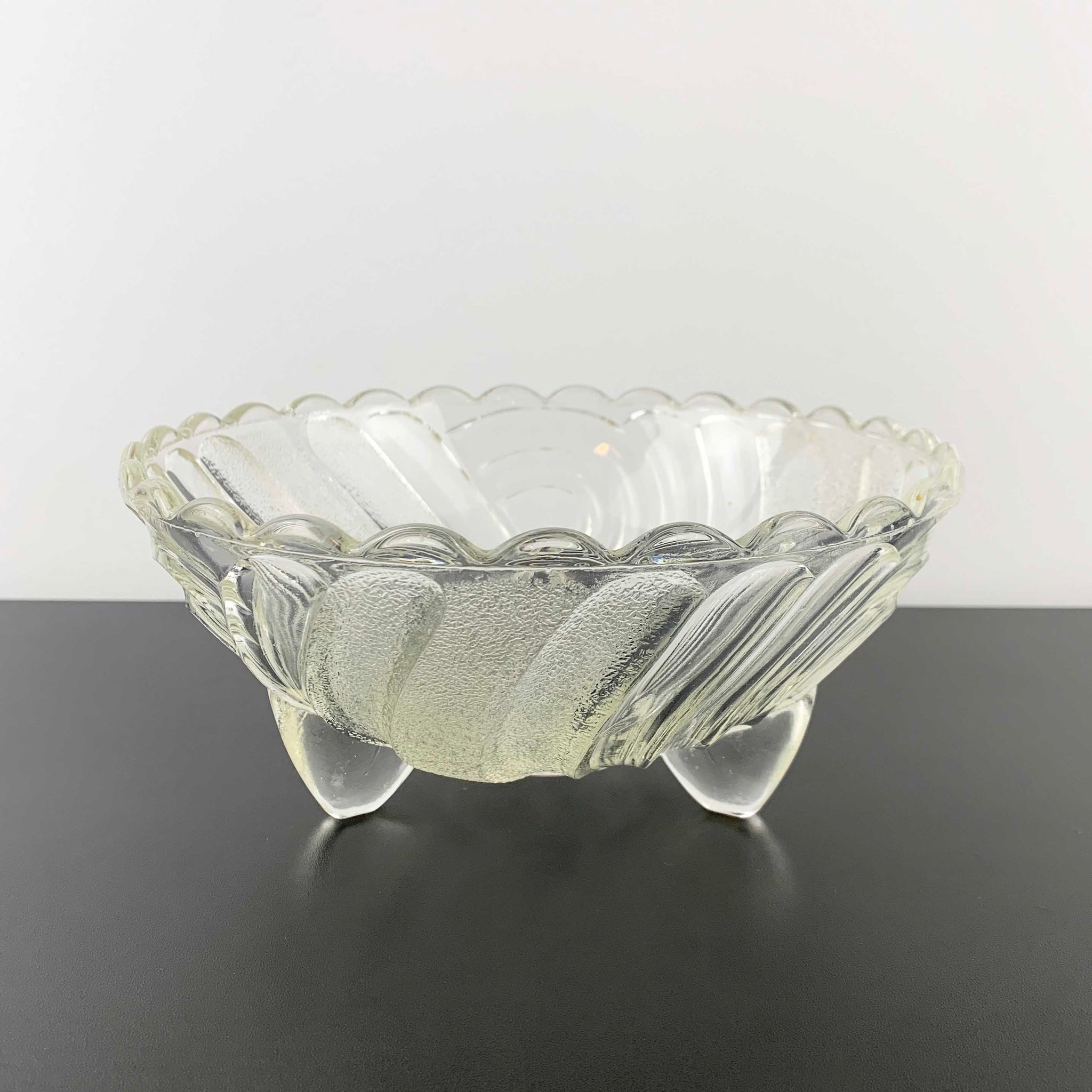 Crown Glass 'Harlequin' master bowl in clear and frosted glass