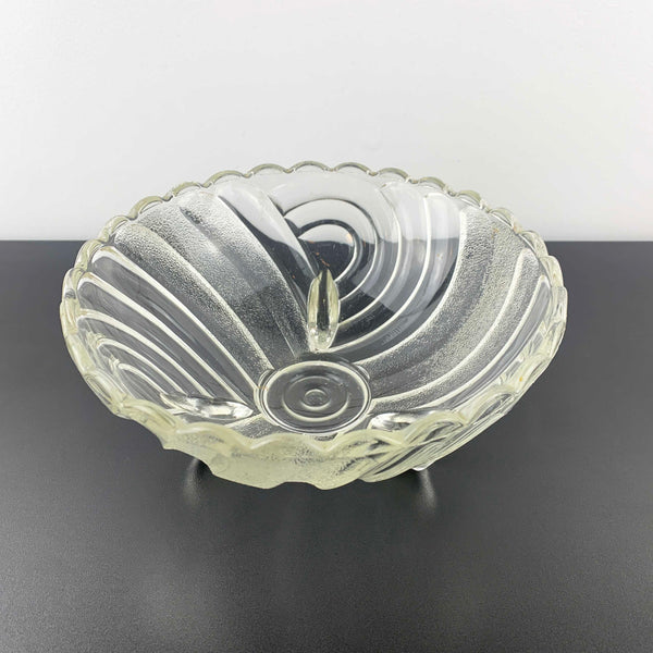 Crown Glass 'Harlequin' master bowl in clear and frosted glass