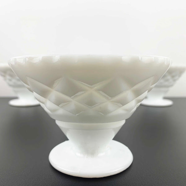 Crown Crystal milk glass footed dessert and ice cream bowls - Set of 4