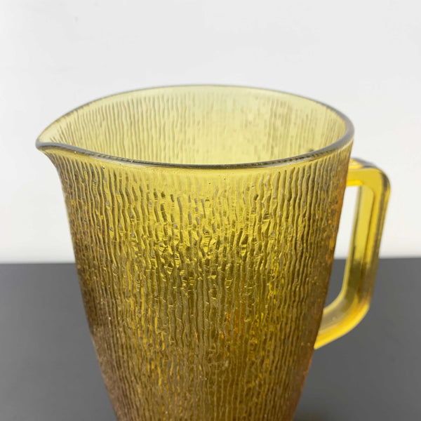 Crown Crystal NZ (Kaaru Glass) 'Furrow' large pitcher in Honeygold