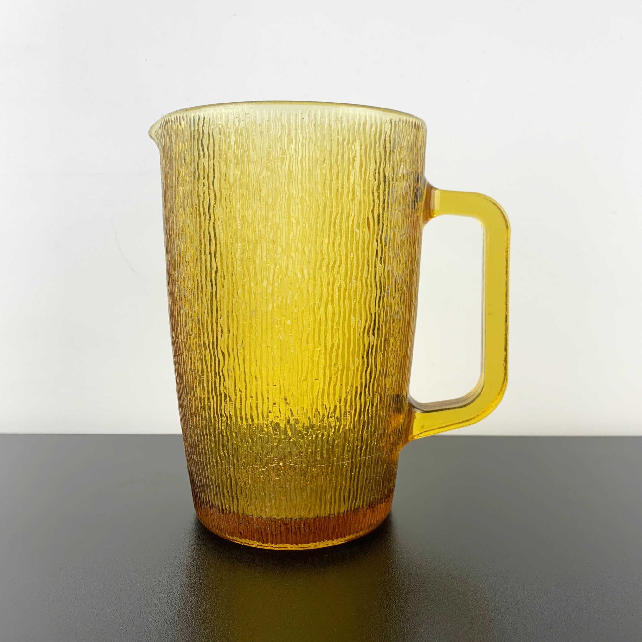 Crown Crystal NZ (Kaaru Glass) 'Furrow' large pitcher in Honeygold