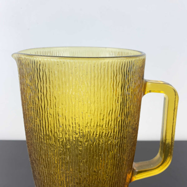Crown Crystal NZ (Kaaru Glass) 'Furrow' large pitcher in Honeygold