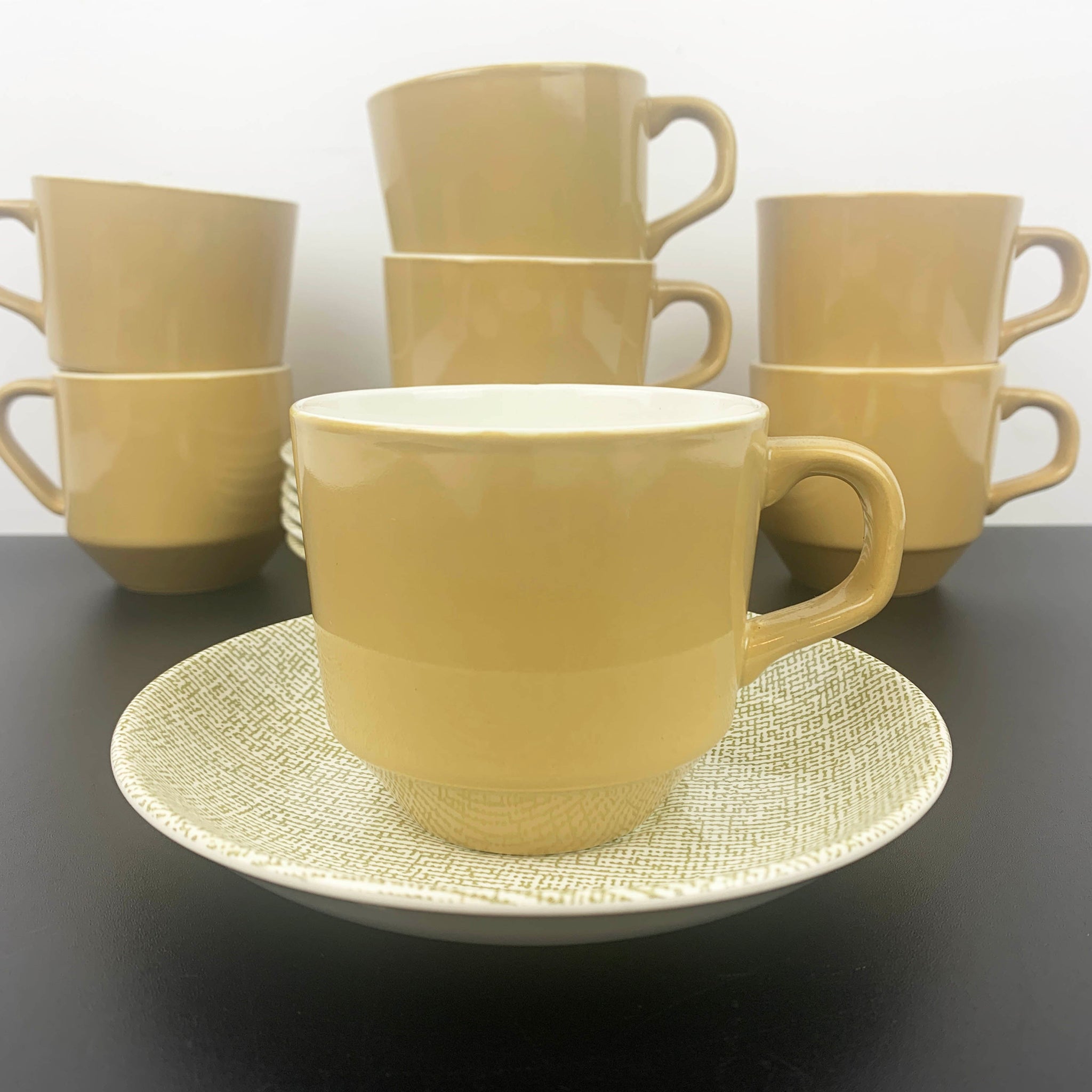 Crown Lynn Roydon Aztec cups and saucers