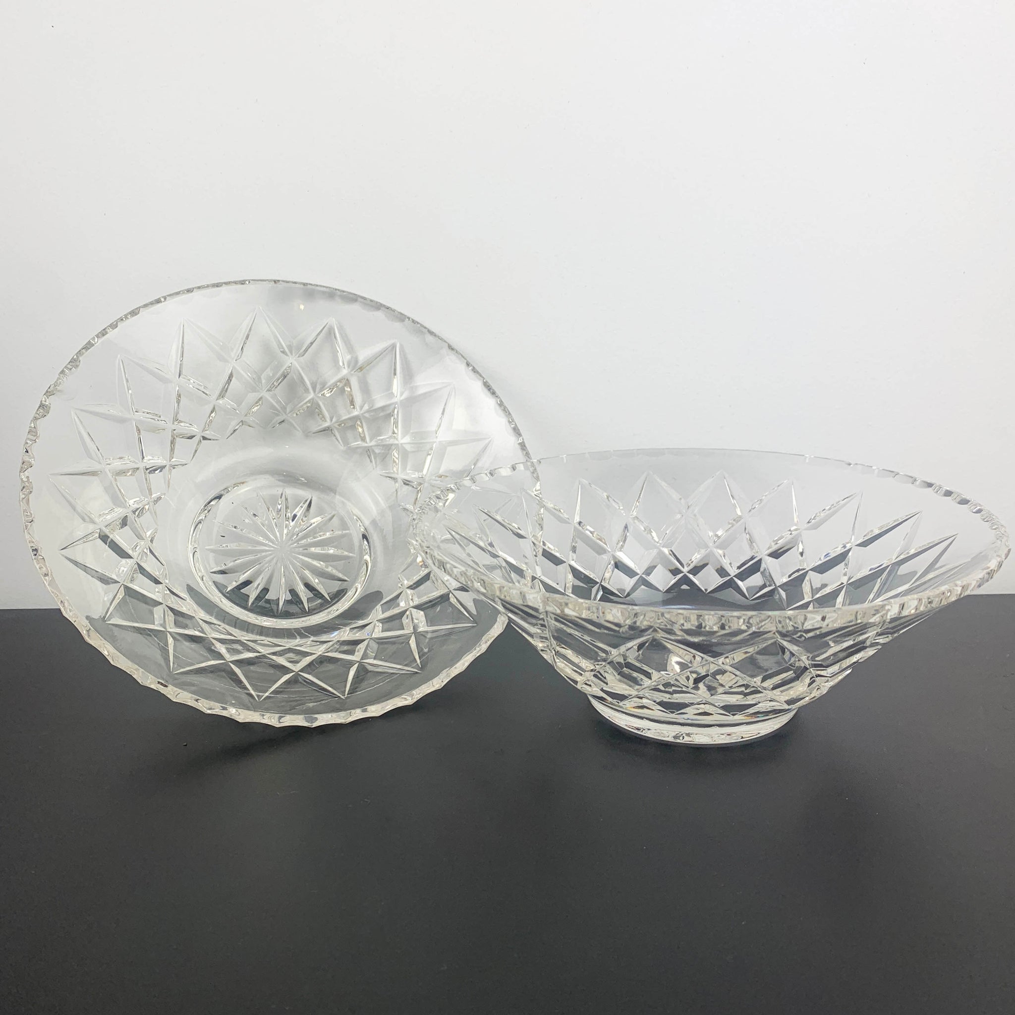 Grimwade Diamond Cut Bowls by Crown Crystal - Set of 2