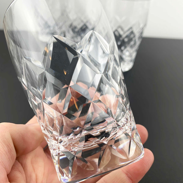 Diamond cut crystal water glass - Set of 4