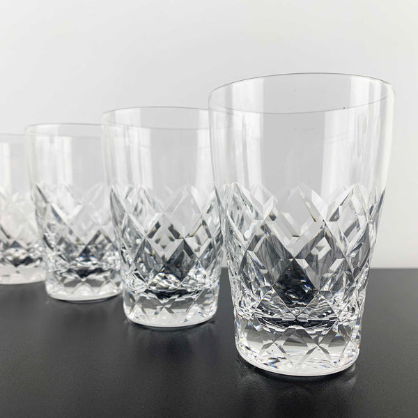 Diamond cut crystal water glass - Set of 4