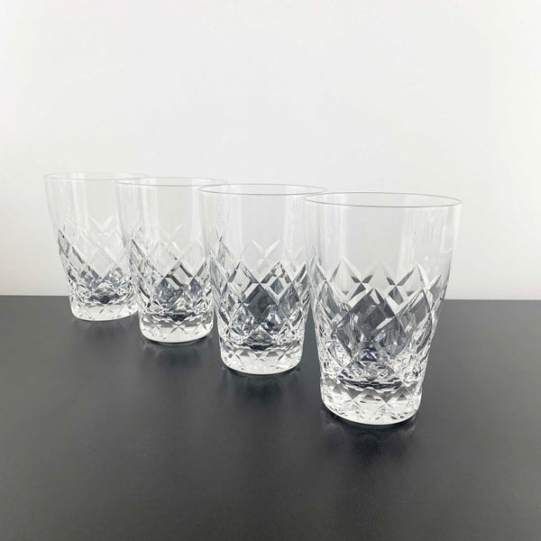 Diamond cut crystal water glass - Set of 4