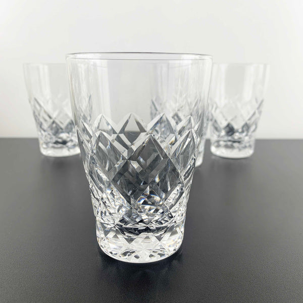 Diamond cut crystal water glass - Set of 4