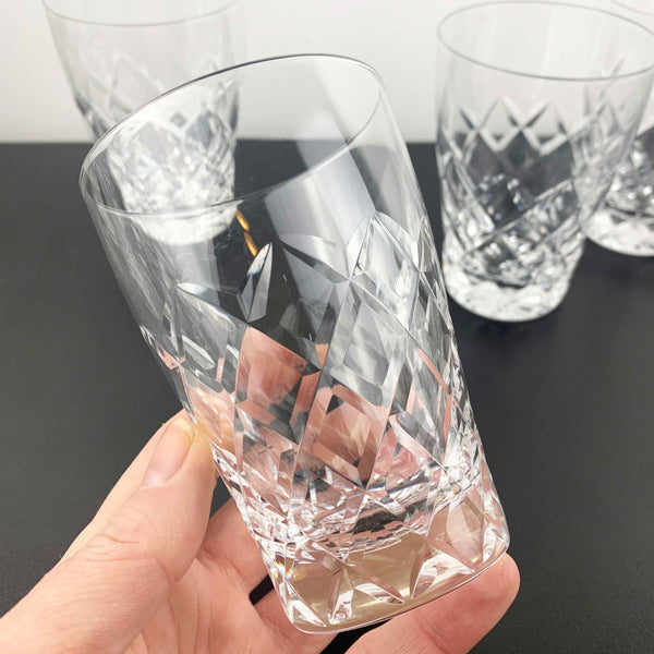 Diamond cut crystal water glass - Set of 4