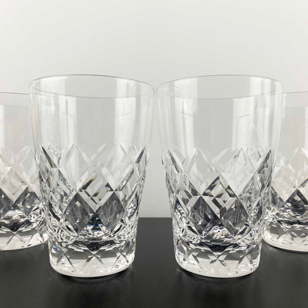 Diamond cut crystal water glass - Set of 4