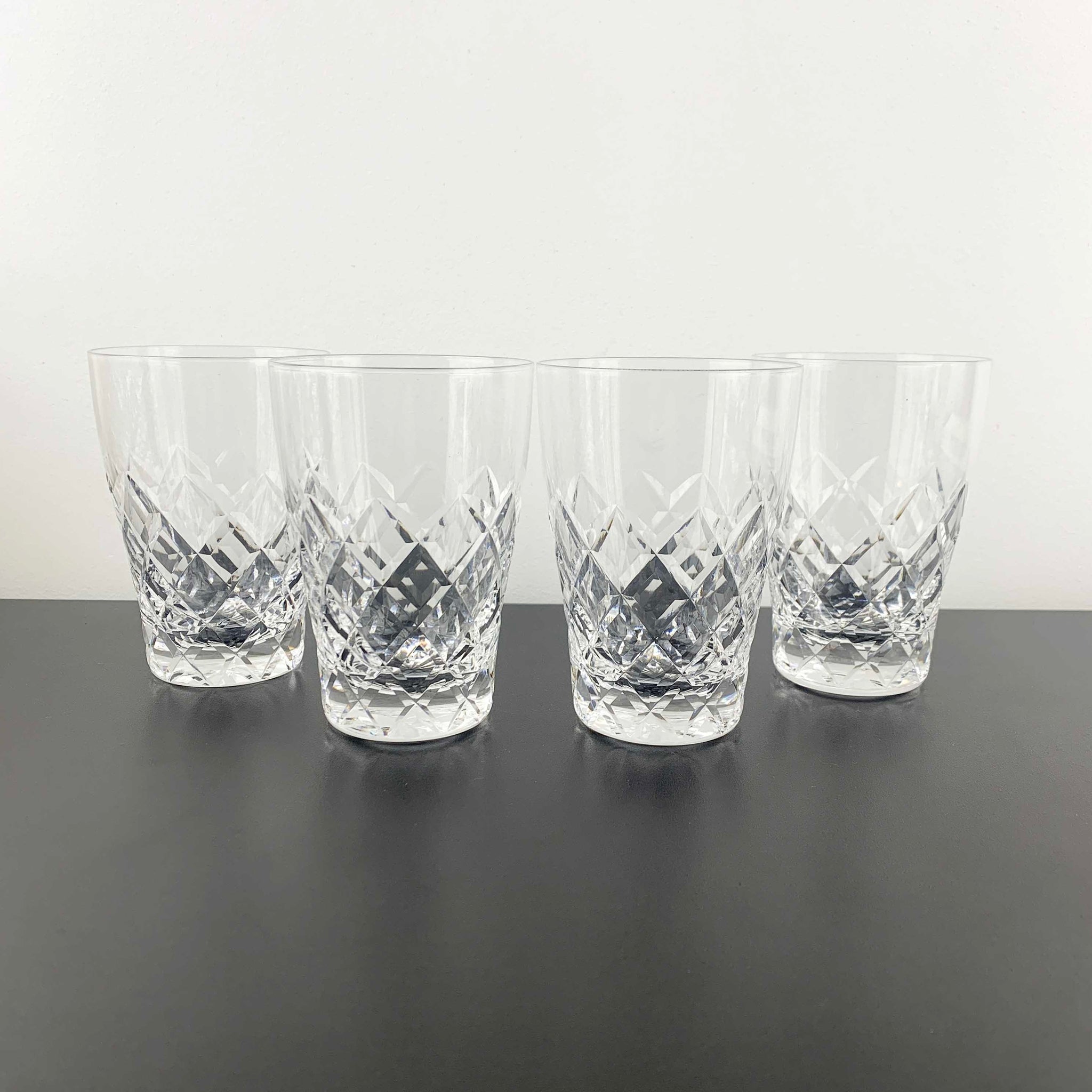 Diamond cut crystal water glass - Set of 4