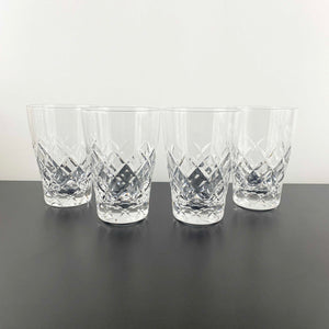 Diamond cut crystal water glass - Set of 4