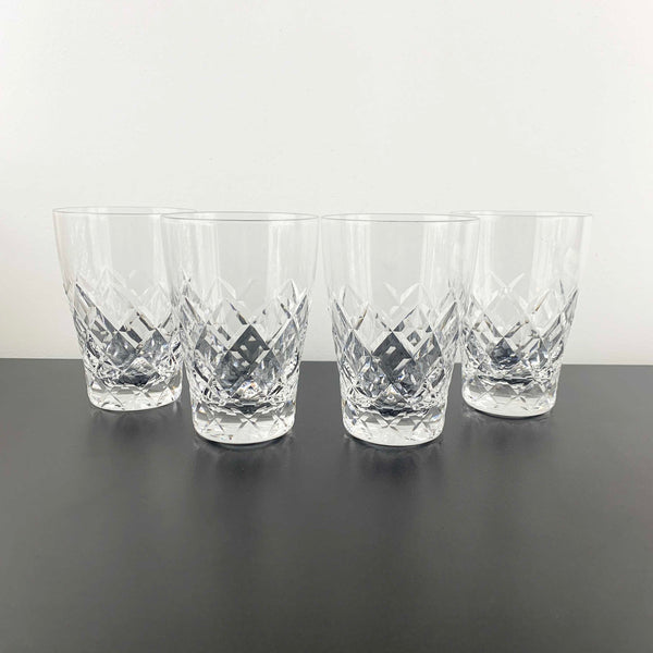 Diamond cut crystal water glass - Set of 4