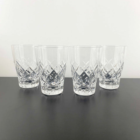 Diamond cut crystal water glass - Set of 4