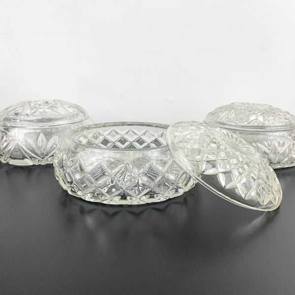 Art deco crystal dressing table powder boxes - Sold separately