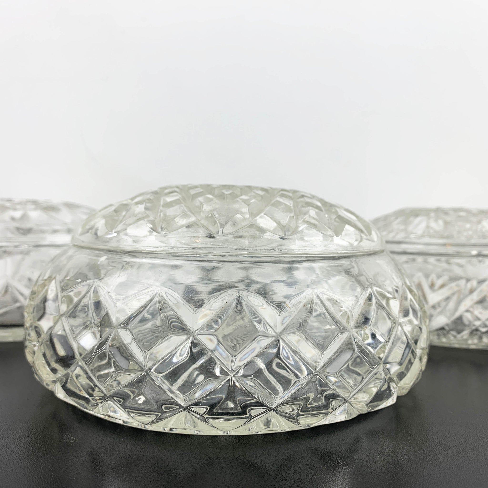 Art deco crystal dressing table powder boxes - Sold separately