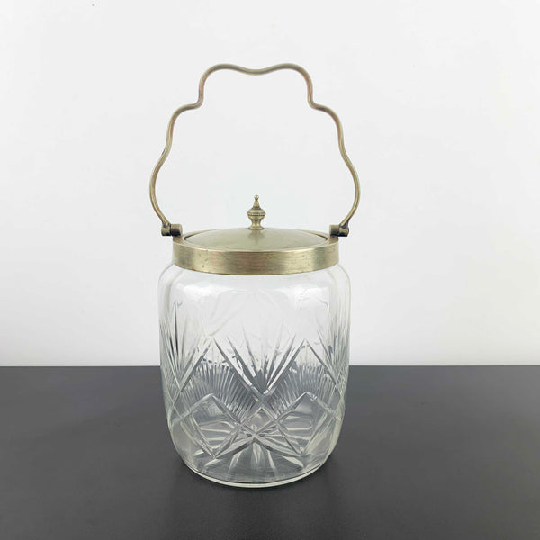 Antique crystal biscuit barrel