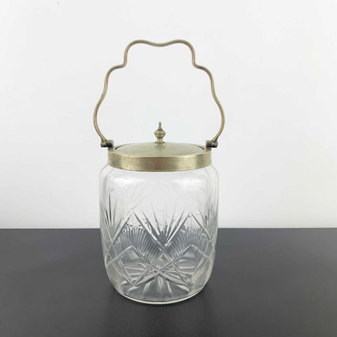 Antique crystal biscuit barrel