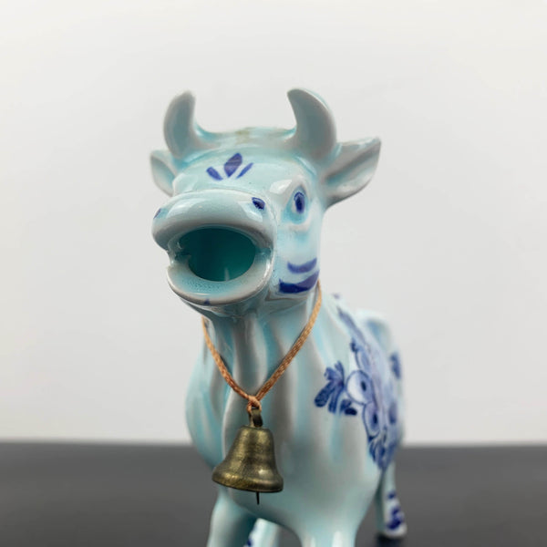Delft Blue style figural cow milk and sauce jug