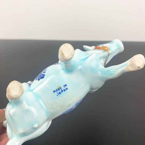 Delft Blue style figural cow milk and sauce jug