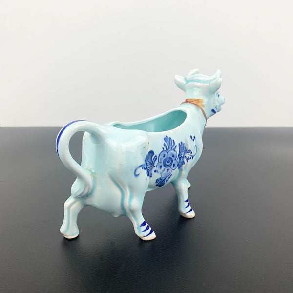 Delft Blue style figural cow milk and sauce jug