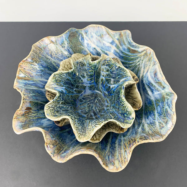 Dellorden Pottery leaf bowl collection stacked together