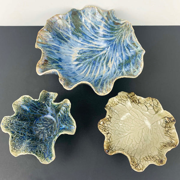 Dellorden Pottery leaf bowl set of 3