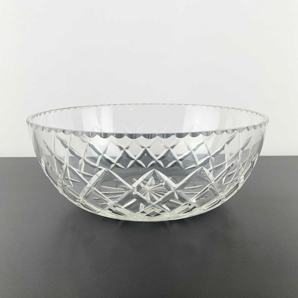 Diamond cut crystal bowl and round footed cake plate - Set of 2