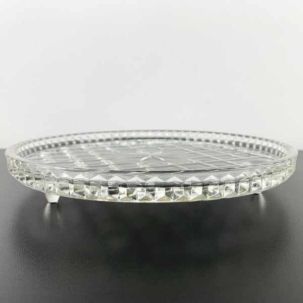 Diamond cut crystal bowl and round footed cake plate - Set of 2