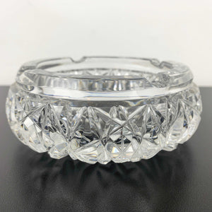 Mid century diamond and star cut round crystal ashtray