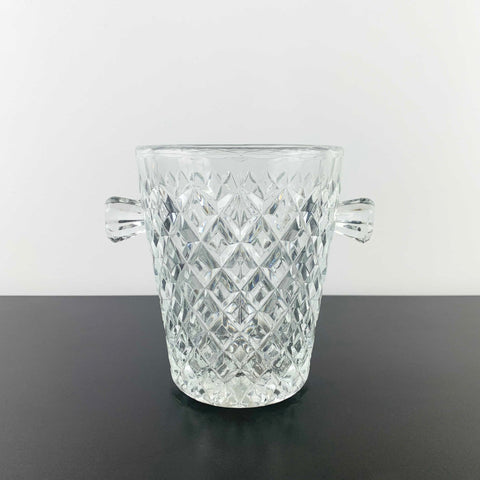 Twin handled diamond cut glass ice bucket
