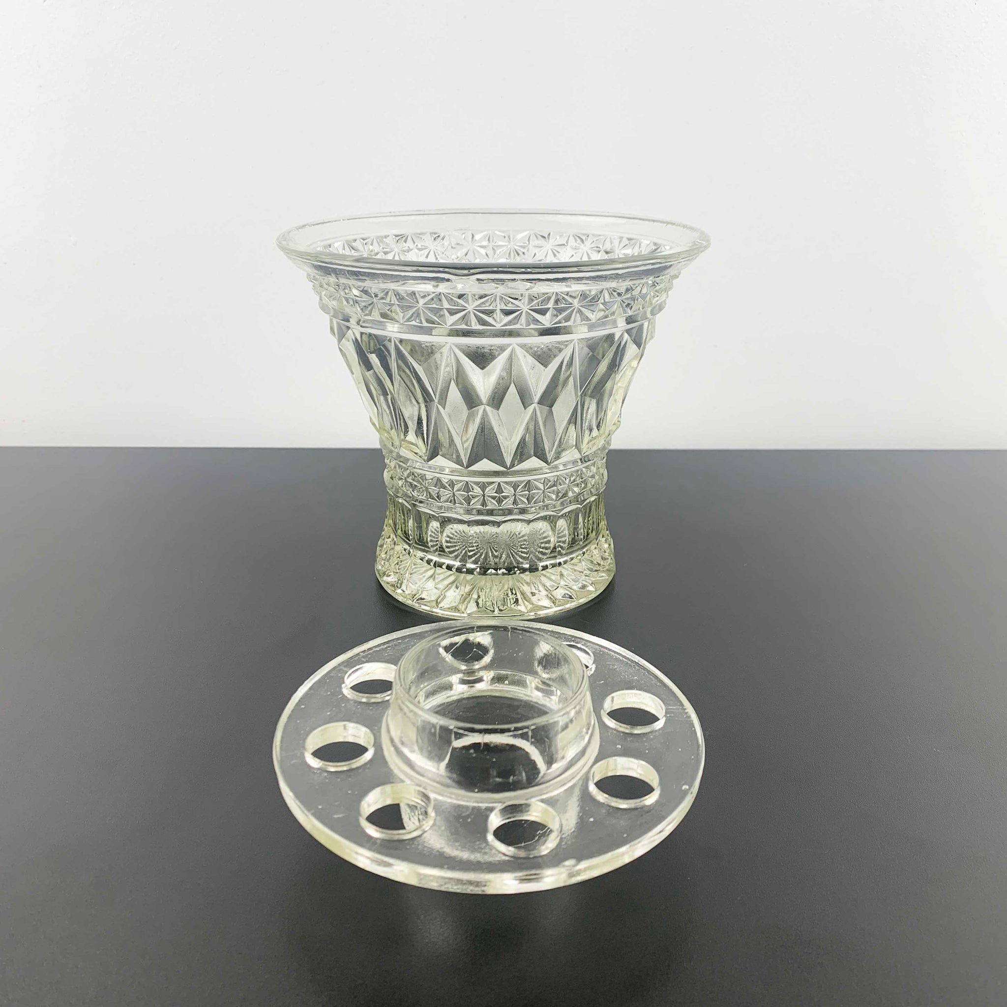 Art deco rose bowl and decorative vase by Crown Crystal