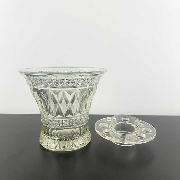 Art deco rose bowl and decorative vase by Crown Crystal