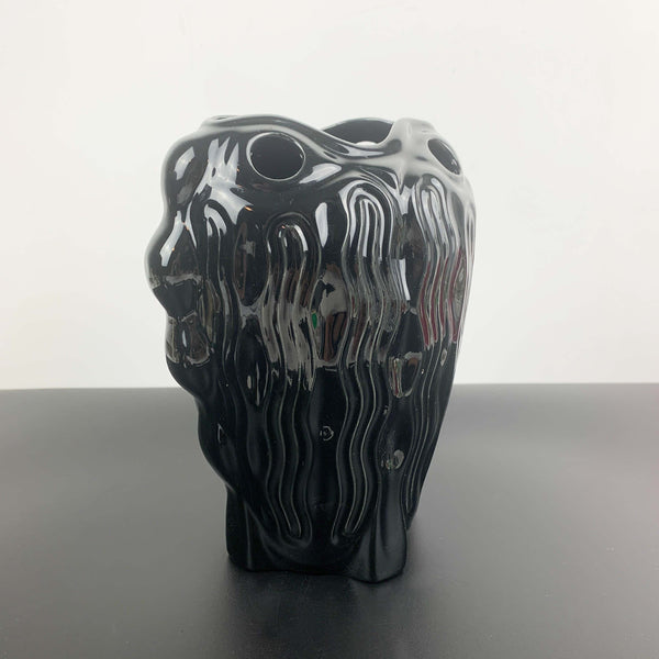 Rare Diana Pottery art deco fish vase in black