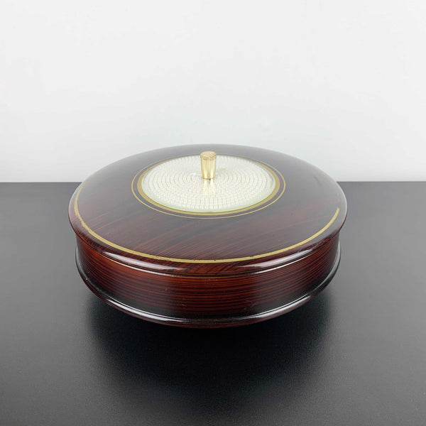 Retro lacquerware sectioned and lidded snack dish