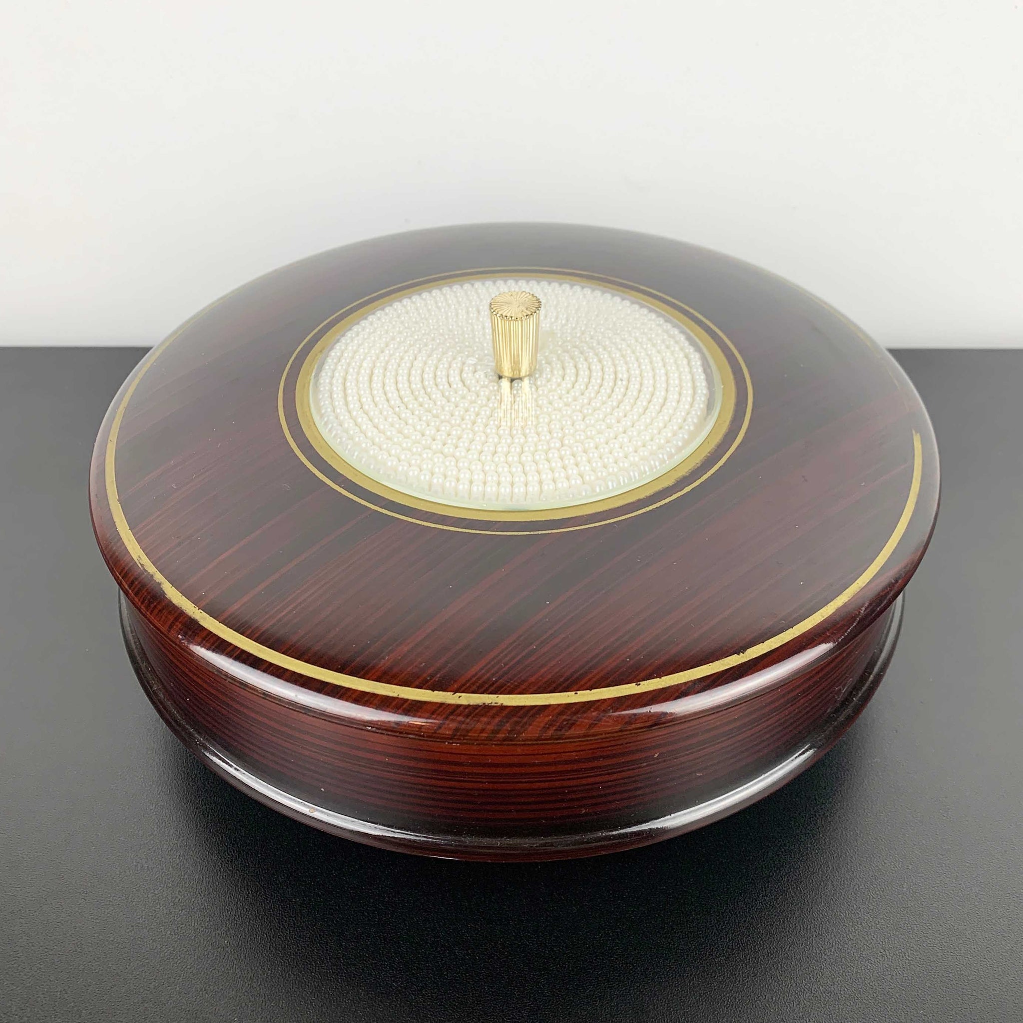 Retro lacquerware sectioned and lidded snack dish