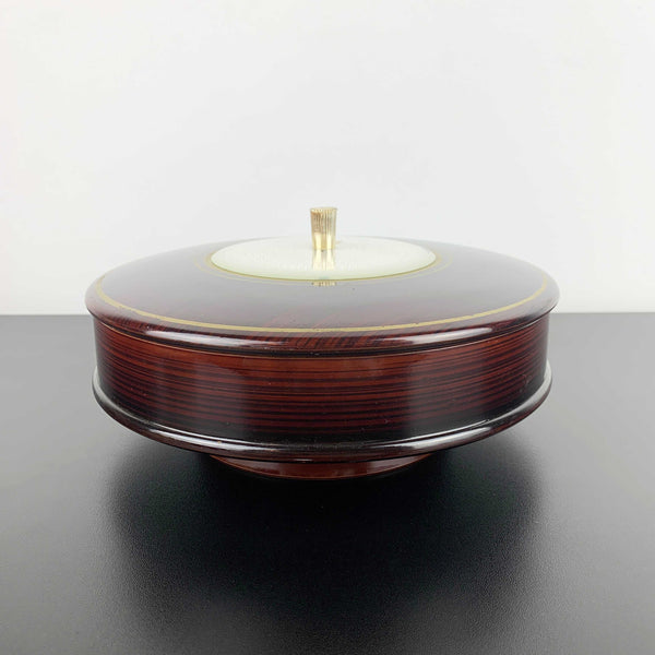 Retro lacquerware sectioned and lidded snack dish