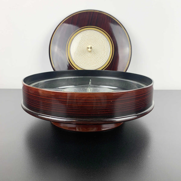 Retro lacquerware sectioned and lidded snack dish