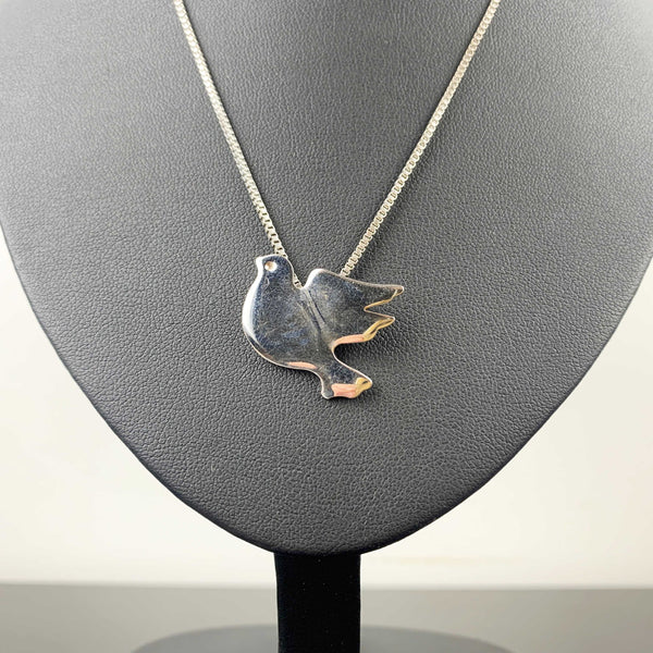 Vintage dove bird pendant necklaces - Set of 2