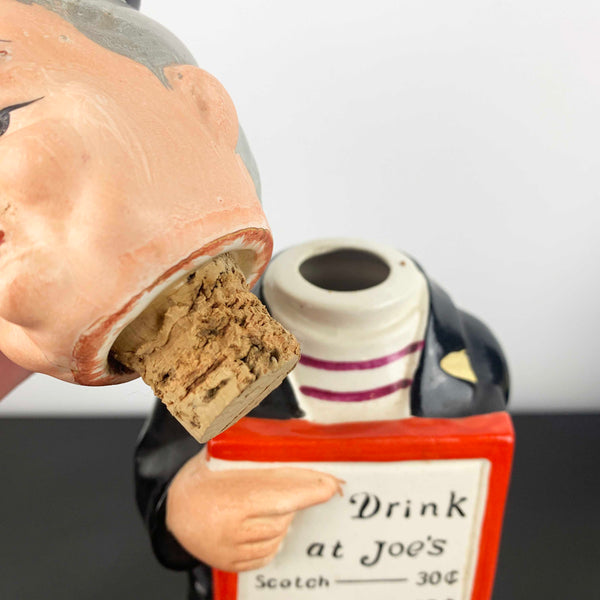 Vintage Ceramic Drink at Joe's Sandwich Man Decanter
