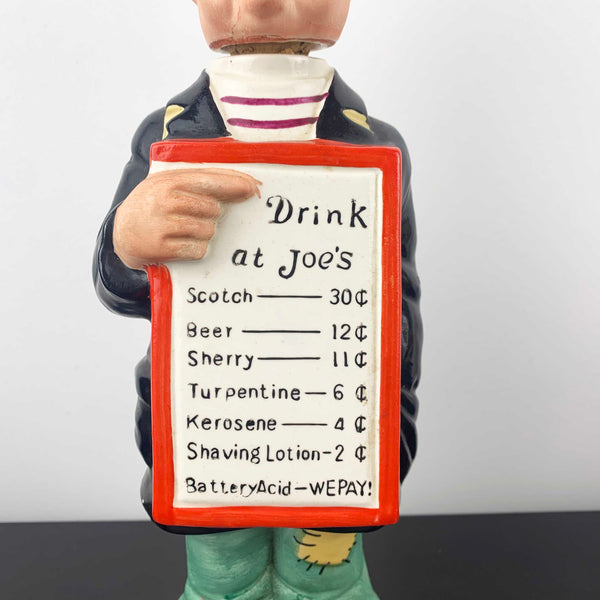 Vintage Ceramic Drink at Joe's Sandwich Man Decanter